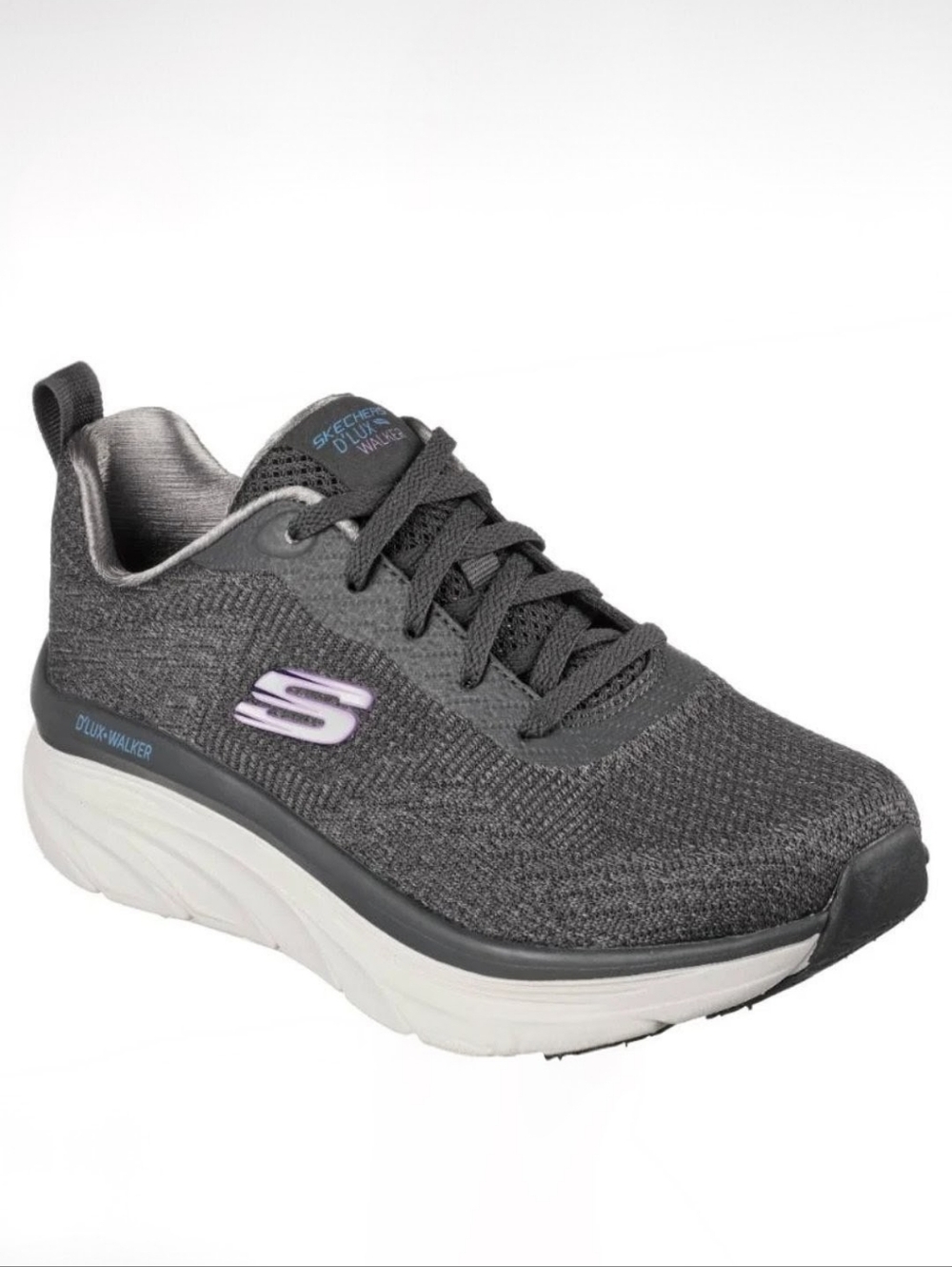 Skechers D’Lux Walker Daily Beauty Gray Knit Slip‑On Walking Shoes W 10